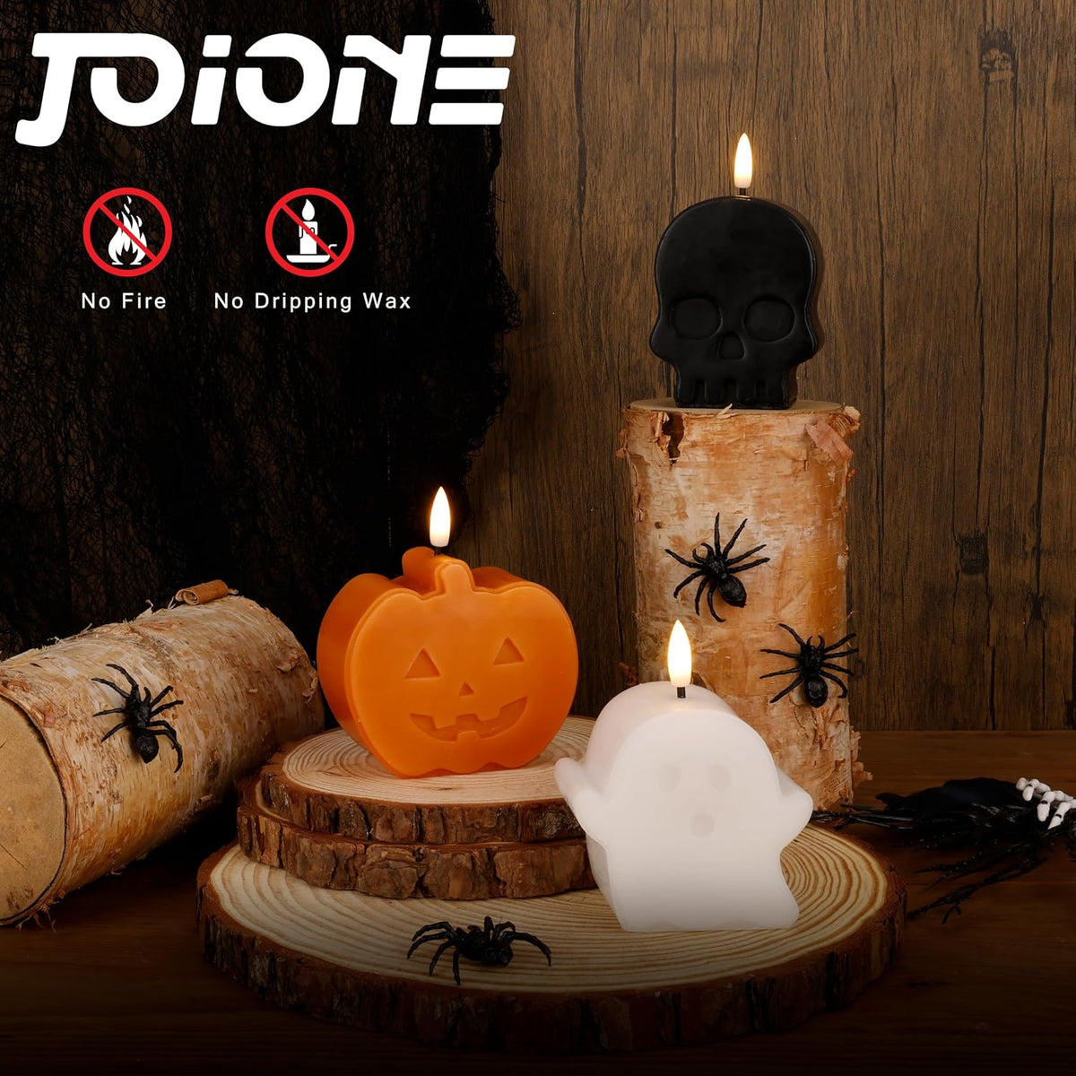 Halloween Flameless Candles with Remote, Cute Halloween Ghost Pumpkin Decor