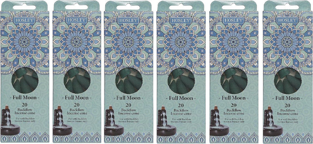 Hosley Full Moon Backflow Green Incense Cones, Long Lasting Aroma for Positivity & Pure Air, Wood Powder, Aromatherapy for Stress Relief, Air Purifier & Cleansing, Gift Set - Pack of 120 Cones