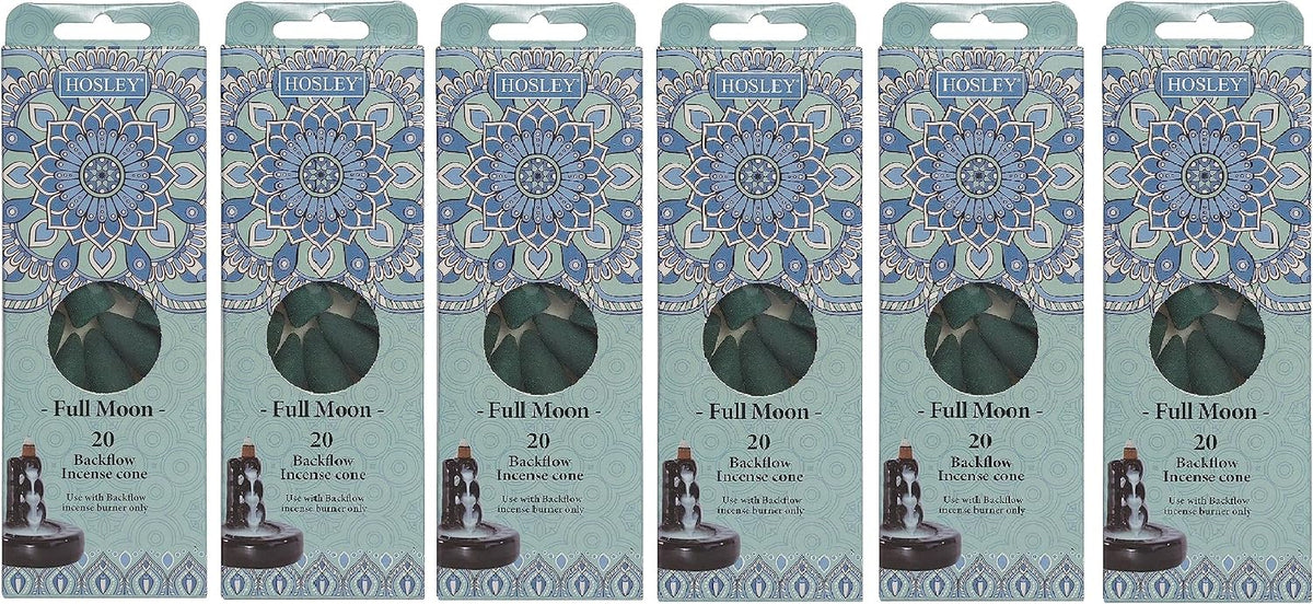 Hosley Full Moon Backflow Green Incense Cones, Long Lasting Aroma for Positivity & Pure Air, Wood Powder, Aromatherapy for Stress Relief, Air Purifier & Cleansing, Gift Set - Pack of 120 Cones