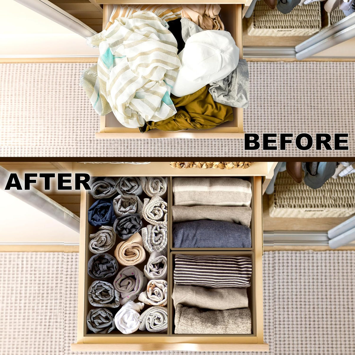 Simple Houseware Underwear Drawer Organizer, Set of 6, Brown