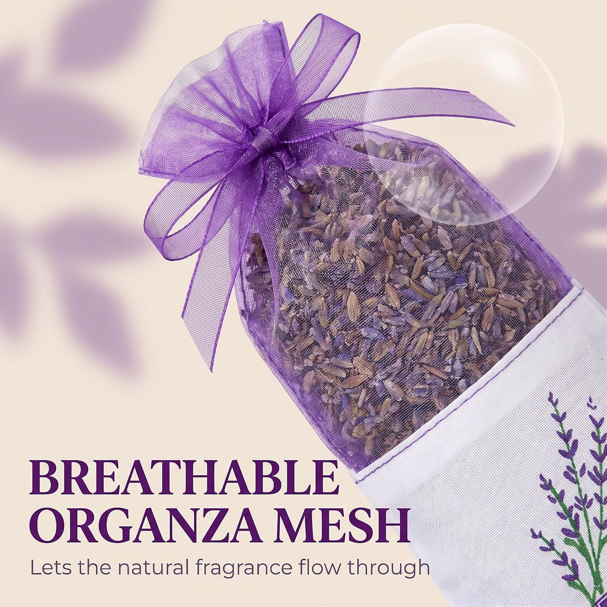 20 PCS Purple Empty Lavender Sachets Bags for Drawers and Wardrobes Closet Freshener Scents Dried Lavender Flower Sachets