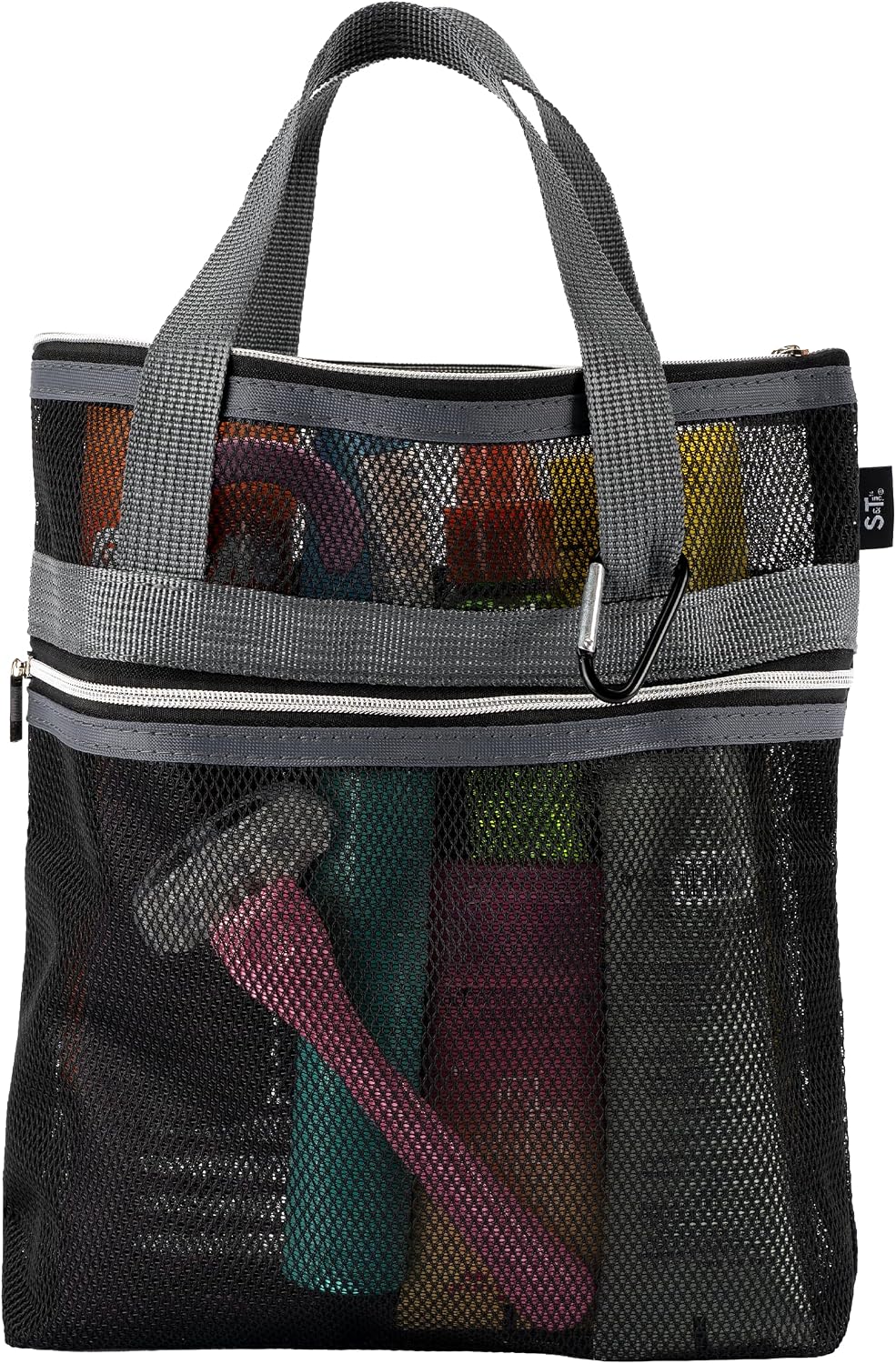 S&T INC. Mesh Shower Caddy, 10" x 10", Black and Grey