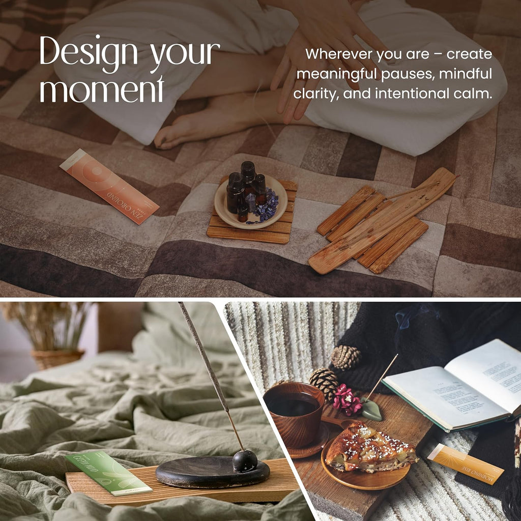 Urban Zen Incense Sticks with Holder - Incense Stick Variety Pack (120 Insence-Sticks) - Bergamot, Lavender, Matcha, Lemongrass, Cedar, Jasmine – Relaxation, Mindful Living & Home Fragrance