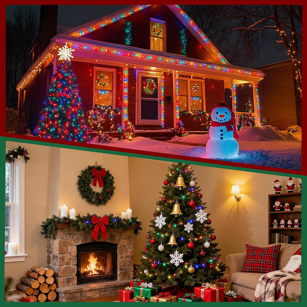 Christmas Lights Outdoor,66ft Multicolor Christmas String Lights - Remote