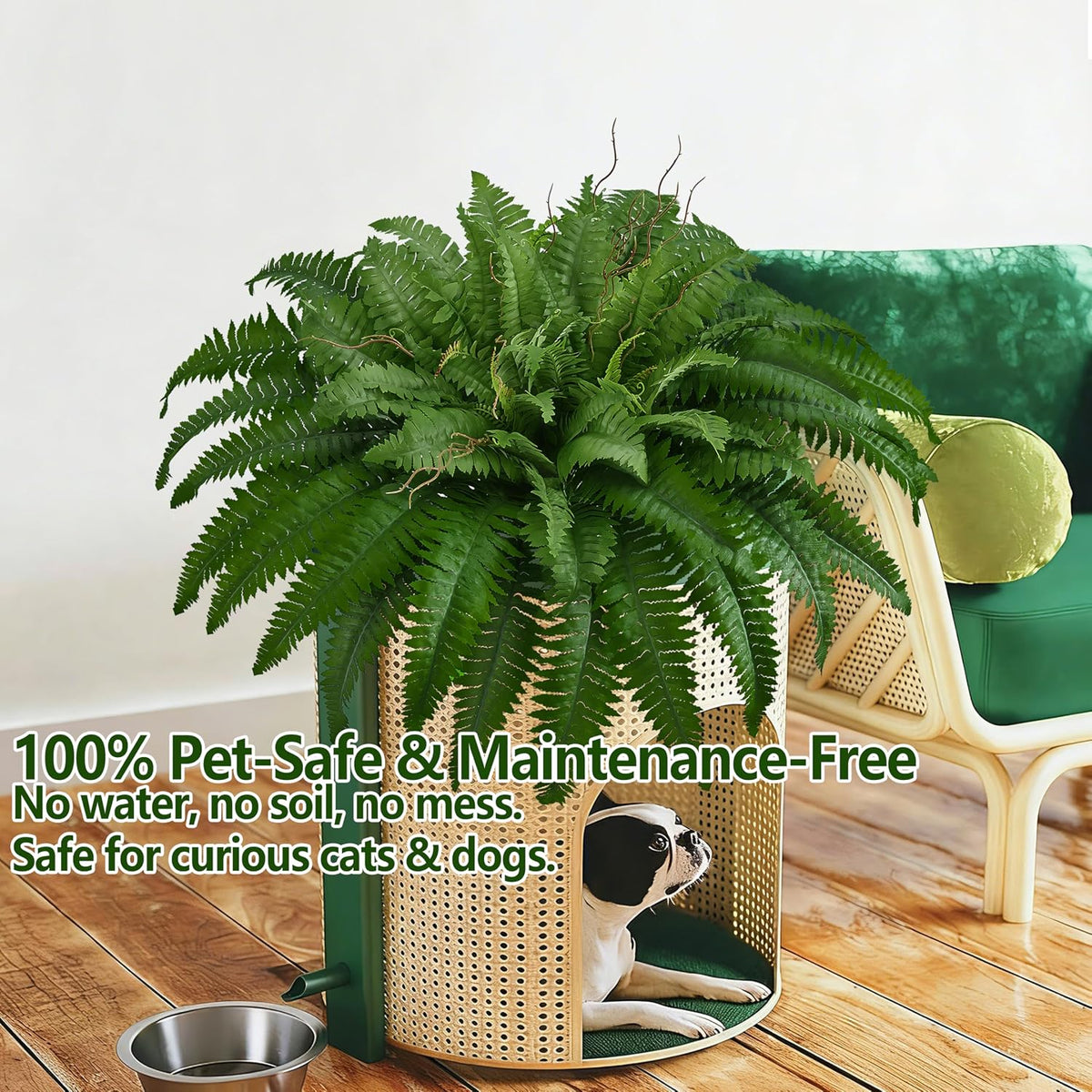 42In Artificial Boston Ferns Bush, Set of 2 Large Faux Ferns Plants, 79 Branches Fake Ferns for Home Living Room Decor, Indoor and Outdoor.