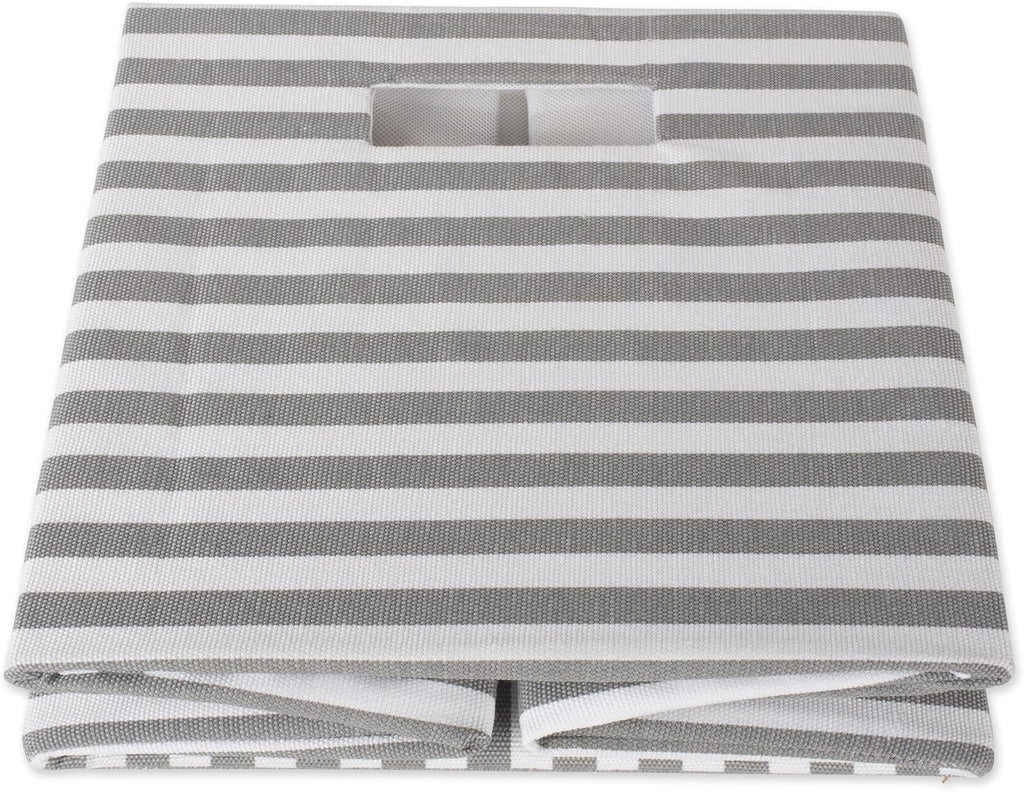DII Collapsible Polyester Storage Cube, Pinstripe, Gray, Large