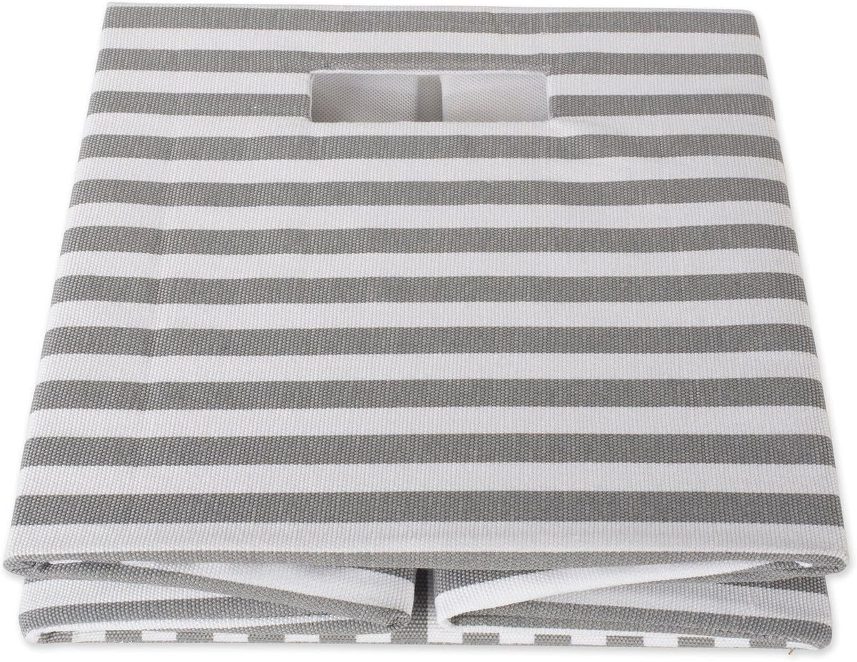 DII Collapsible Polyester Storage Cube, Pinstripe, Gray, Large