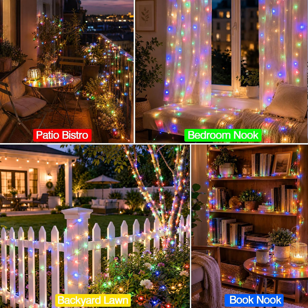 33FT 100 LED Plug in Fairy Lights with 13 Modes & Timer, Multicolor