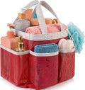Handy Laundry Mesh Shower Caddy – 7 Pocket Portable Organizer Tote for Dorm, Gym, Travel & Bathroom – Quick Dry Collapsible Bag for College Essentials, Toiletries & Cleaning Supplies (Pink)
