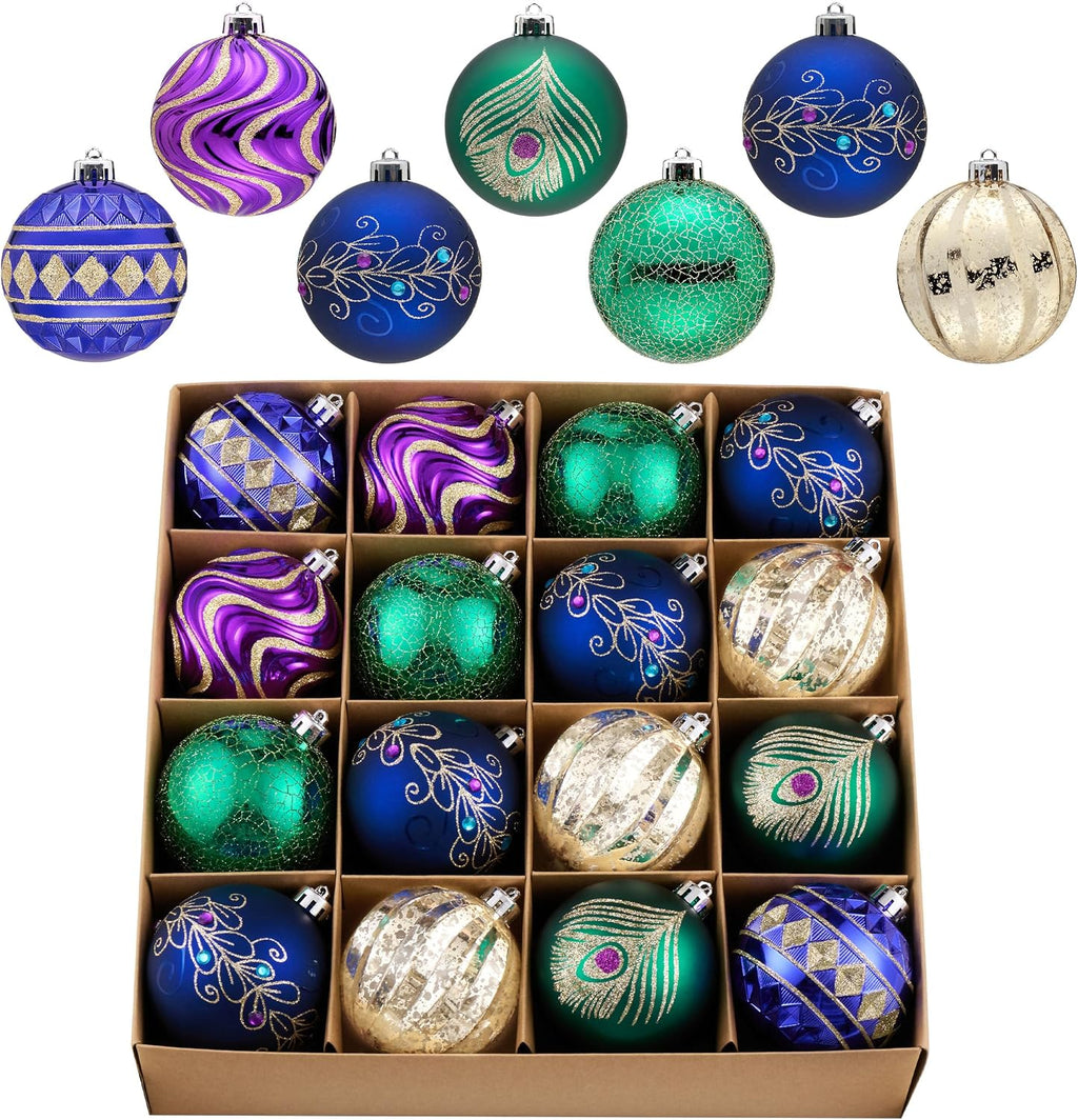 Valery Madelyn 16ct Christmas Ball Ornaments Tree Decorations Set 3.15 Inch