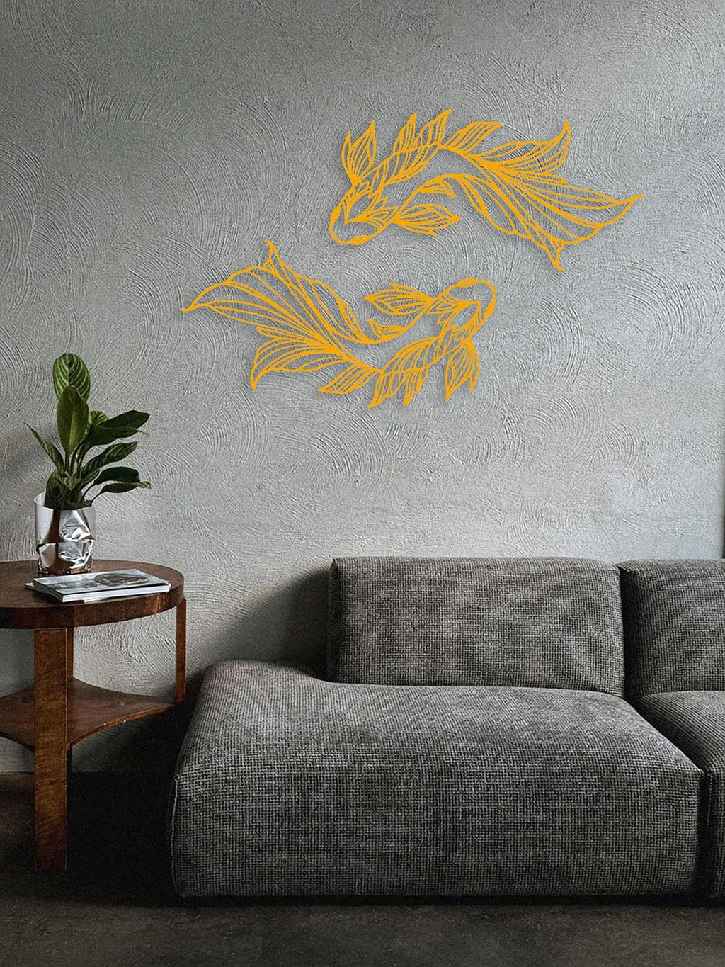 RESACO Koi Fish Metal Wall Art Japanese Art Wall Decor Iron Fish Gifts Asian Decorations for Living Room Bathroom Indoor Outdoor (Gold)