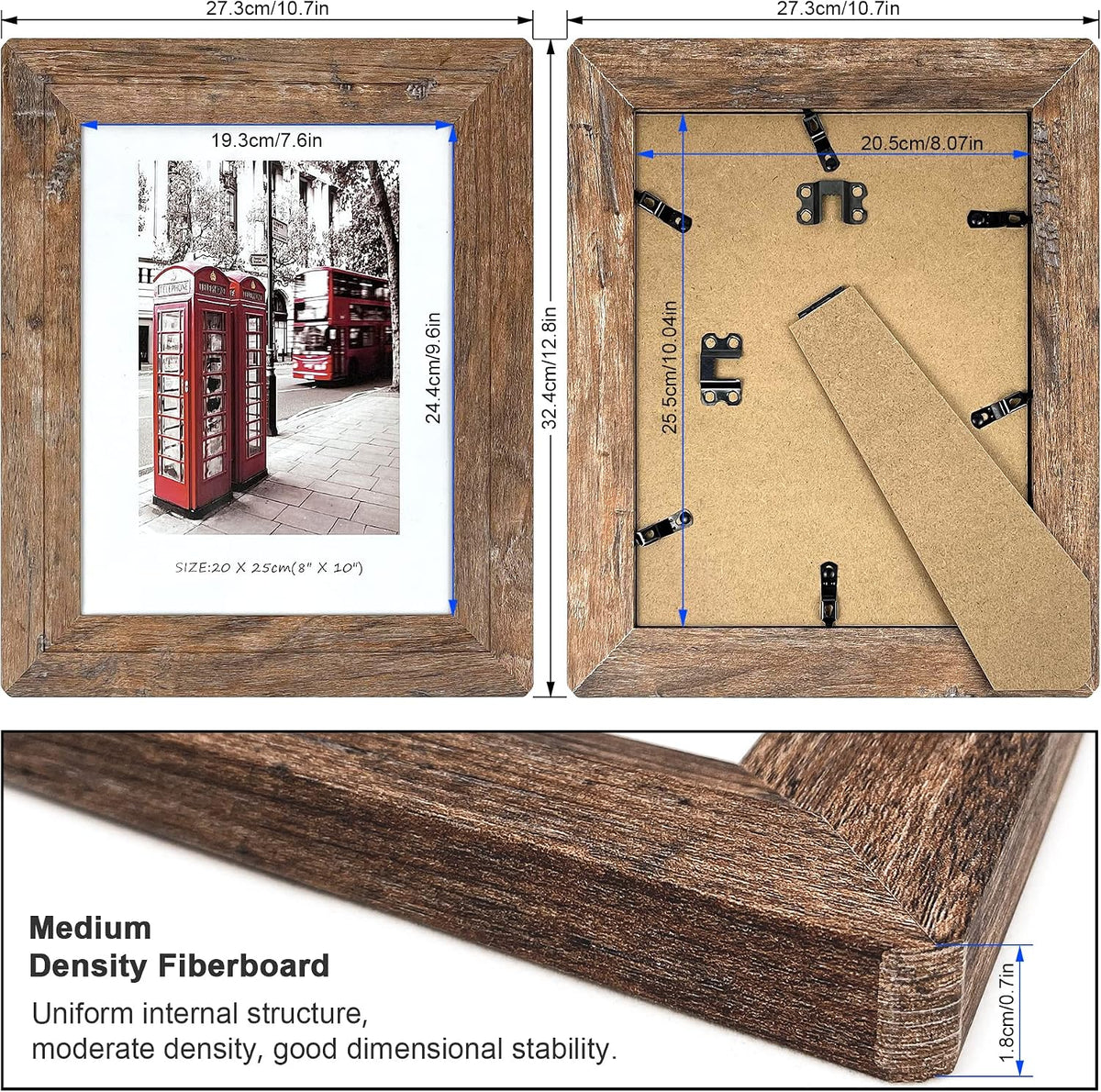 8x10 Wooden Picture Frames with Real Tempered Glass.