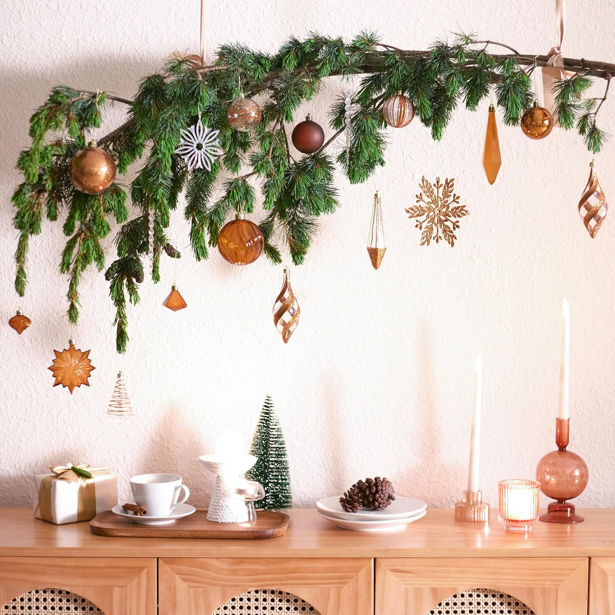 DecorbyHannah 100ct Copper Gold Christmas Ornaments Set Tree Decorations