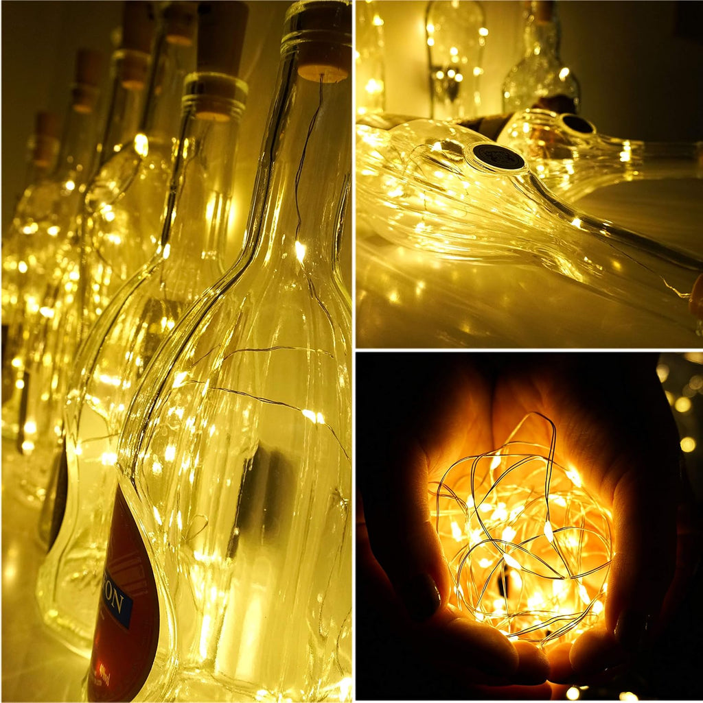 Bottle Lights 12 Pack 20 LEDs Cork Lights for Wine Bottles Battery (Included) Powered Fairy Mini String Lights for DIY Jar Lighting Indoor Bedroom Party Wedding Christmas Halloween Decor (warm white)