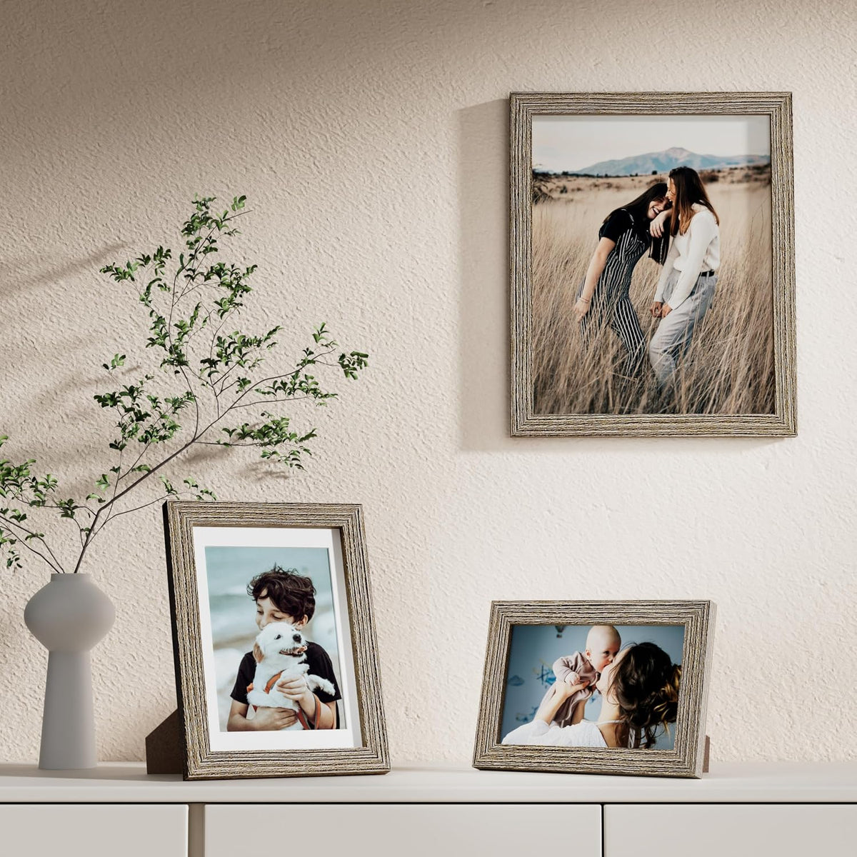 Vittanly 10 Pack Picture Frames Collage Wall Decor, Grayish Brown