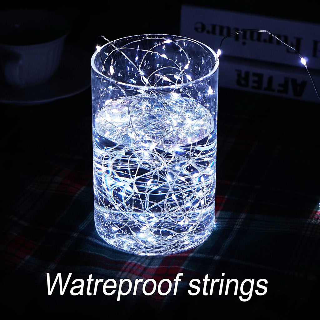 SmilingTown Fairy Lights Battery Operated Starry Firefly Silvery Wire String Lights 15 Pack 7.2ft 20 LED Jar Table Centerpiece for Wedding Christmas Halloween Party Decoration (Cool White)