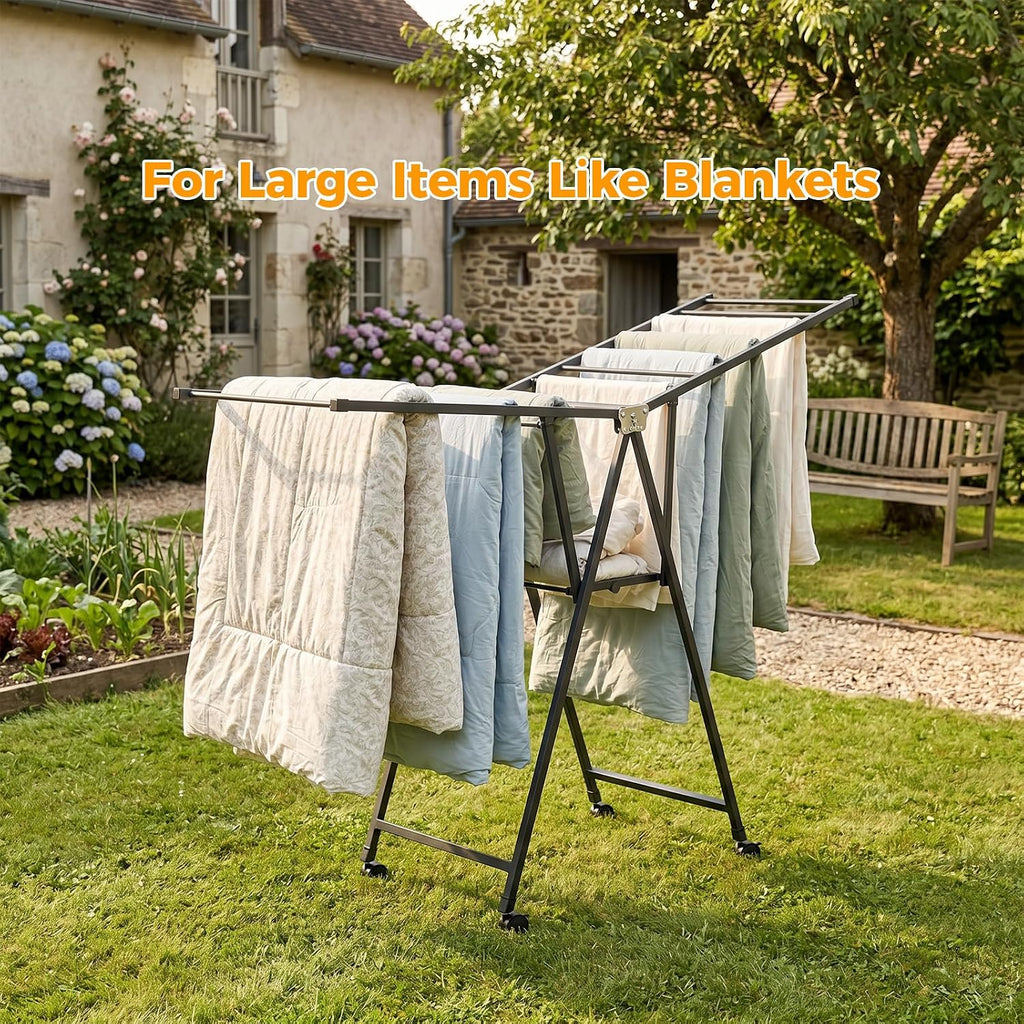 Foldable Standing Clothes Rack, 2-Tier Drying Hanger, for 20+ Pcs