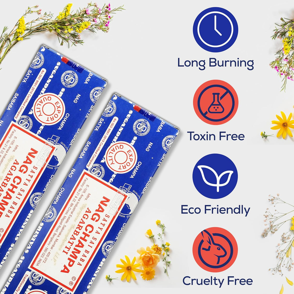 Satya Nag Champa Incense Sticks 100 gmx 2 Pack (200 GMS), Satya Insenses with Raajsee Incence Holder Bundle, Nag Champa Natural Insence