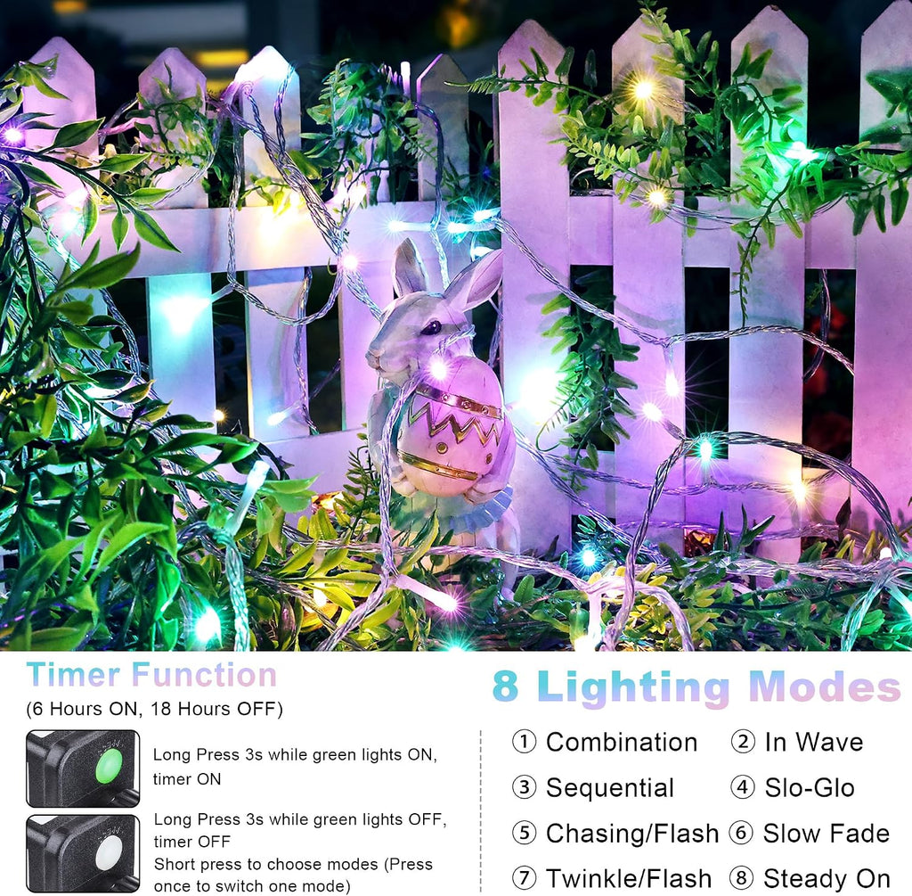 Joomer Easter String Lights 65FT 200LED String Lights with 8 Modes