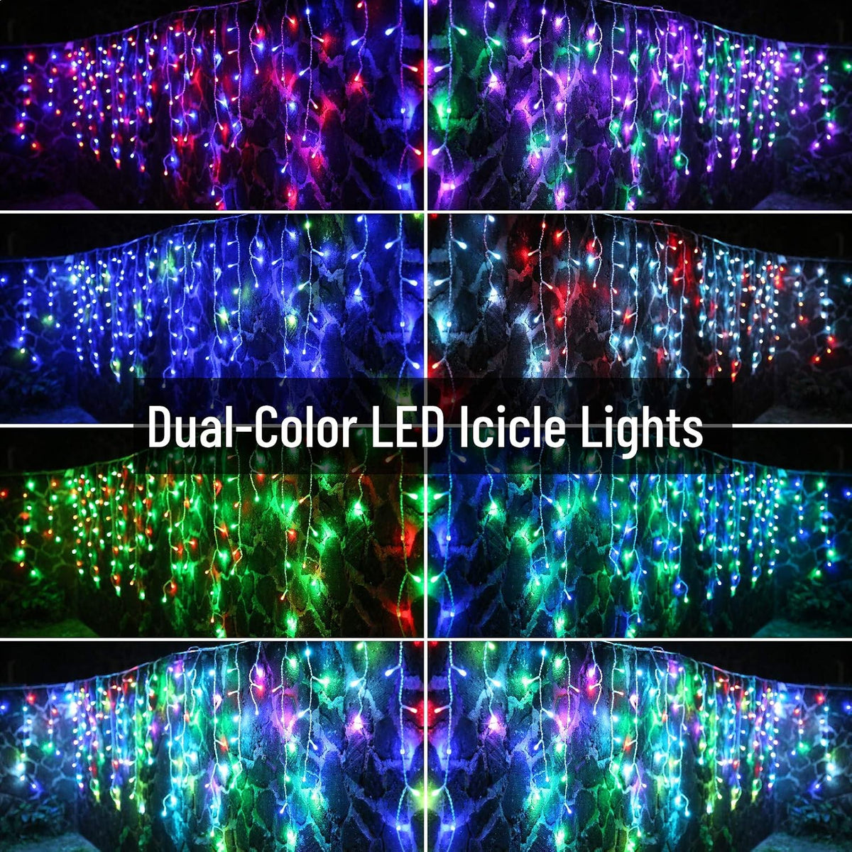 Toodour Christmas Icicle Lights Outdoor, RGB Color Changing Icicle Light with 60 Drops, 29.5ft 360 LED Christmas Lights - Window Fairy Twinkle Light for Home, Garden, Outdoor Xmas Decorations