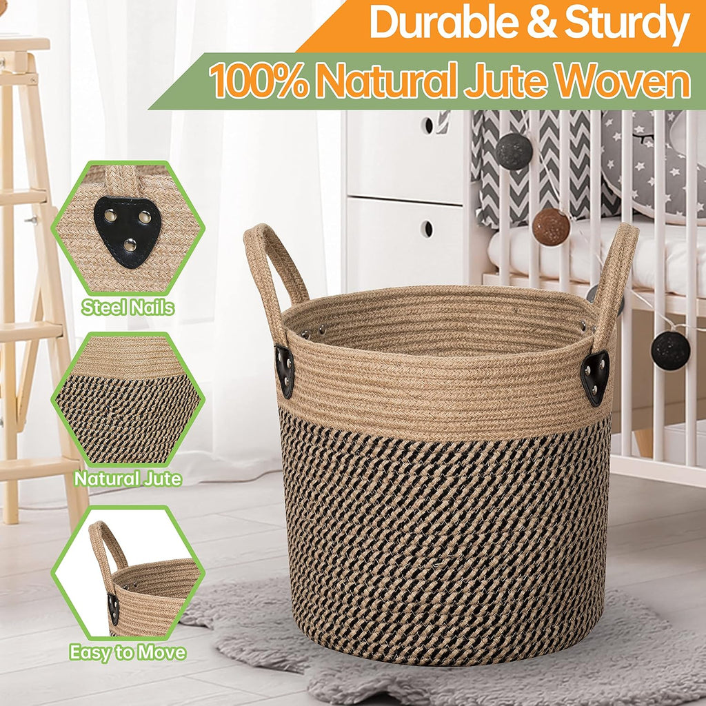 ZOES HOMEWARE Plant Basket for Indoor Plants with Handles,Jute Rope 12"x12"
