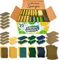 Kitchen Sponges, 20 Count, Plant-Based Cellulose + PET Scrub Sponge Set, Scratch & Non- Scratch Dish Sponges, Assorted Cleaning Sponges