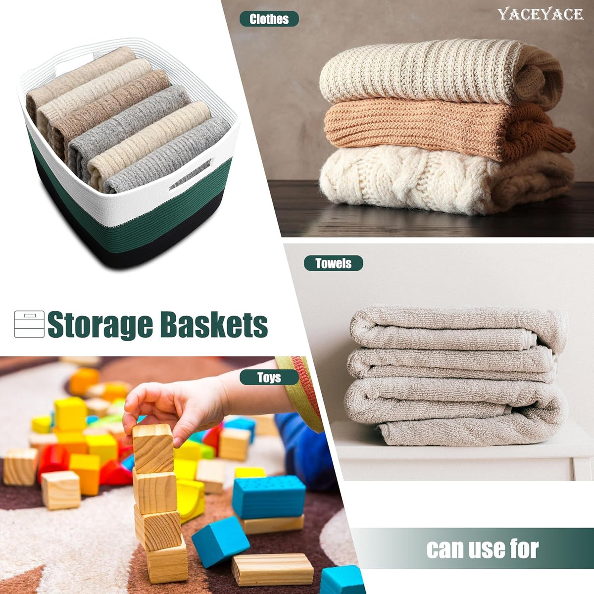 Basket for Blankets Large, Woven Cotton Storage Bin for Living Room, Large Storage Basket for Organizin Shelf, Decorative, 22"x17"x12"