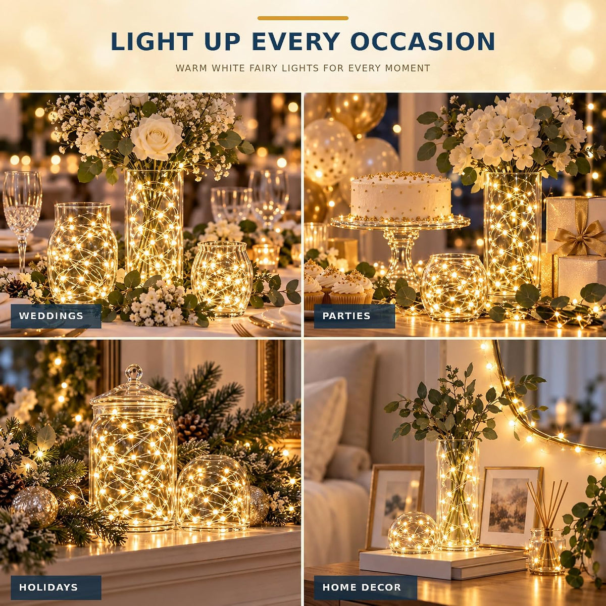 24 Pack Fairy Lights Battery Operated -6.6ft 20 LED Warm White