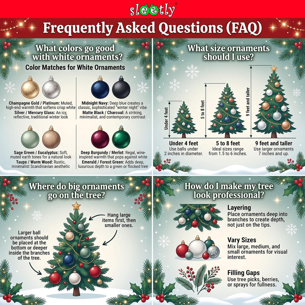 Christmas Balls, White Shatterproof Christmas Tree Ball Ornaments, Small 2.36 Inch 4 Sets