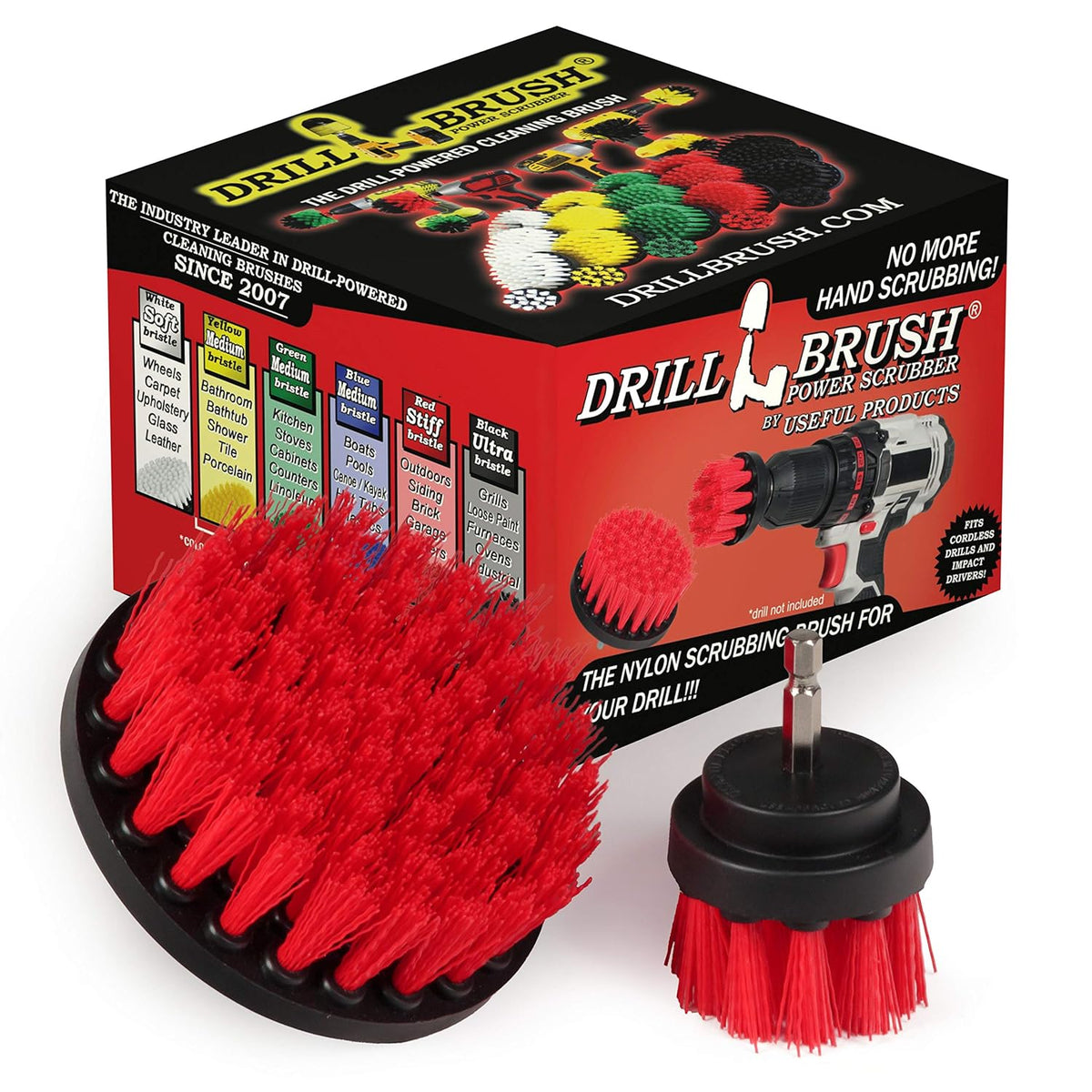 Drill Brush Outdoor Cleaning Attachment - Porch and Patio Scrubbing Tools