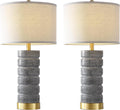 AIEAMPDO 26" Travertine Resin Table Lamps for Bedroom Set of 2, Gray