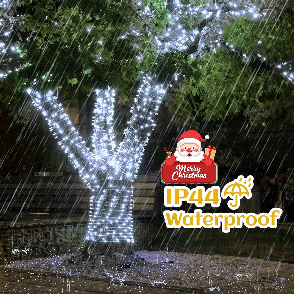 Christmas Lights Outdoor, 66ft 200LED White Christmas String Lights -Remote