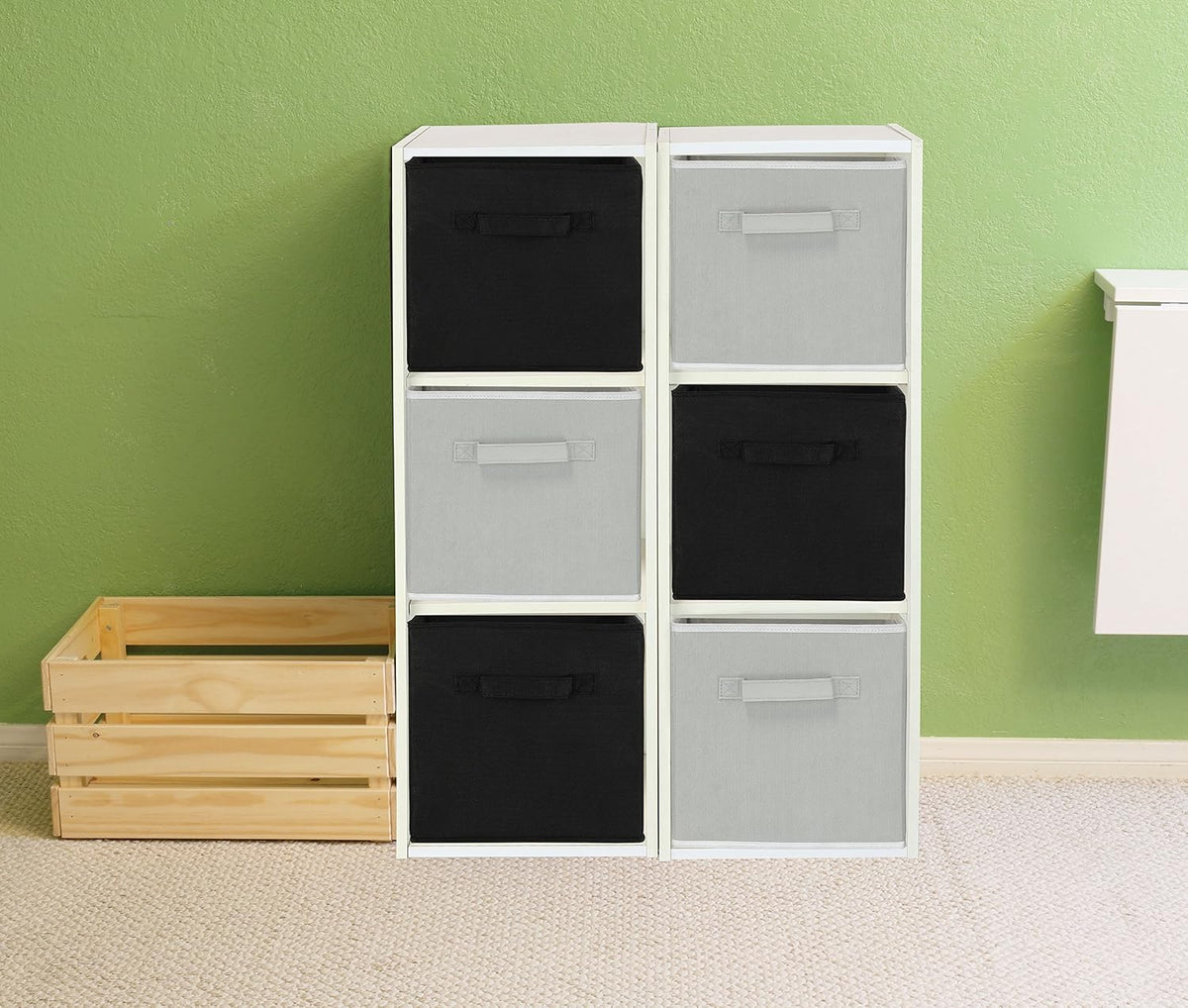 Simple Houseware 11-Inch Foldable Cube Storage Bins, Black, 6-Pack