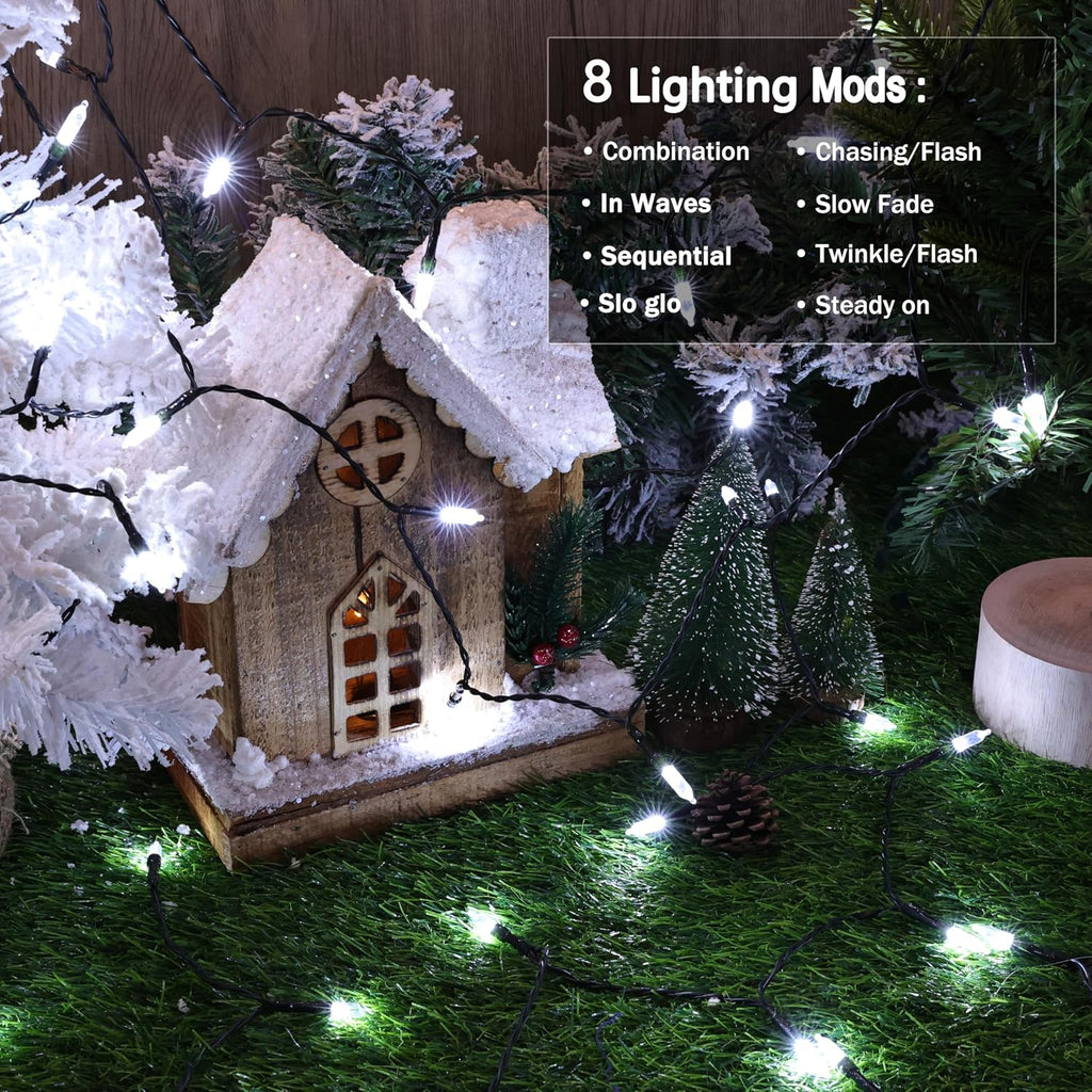 Lomotech Battery Christmas Lights - 2 Pack Total 33ft 100LEDs,White