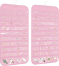 Hanging Jewelry Organizer 80-Pocket Double-Sided Storage, 2-Pack, Pink