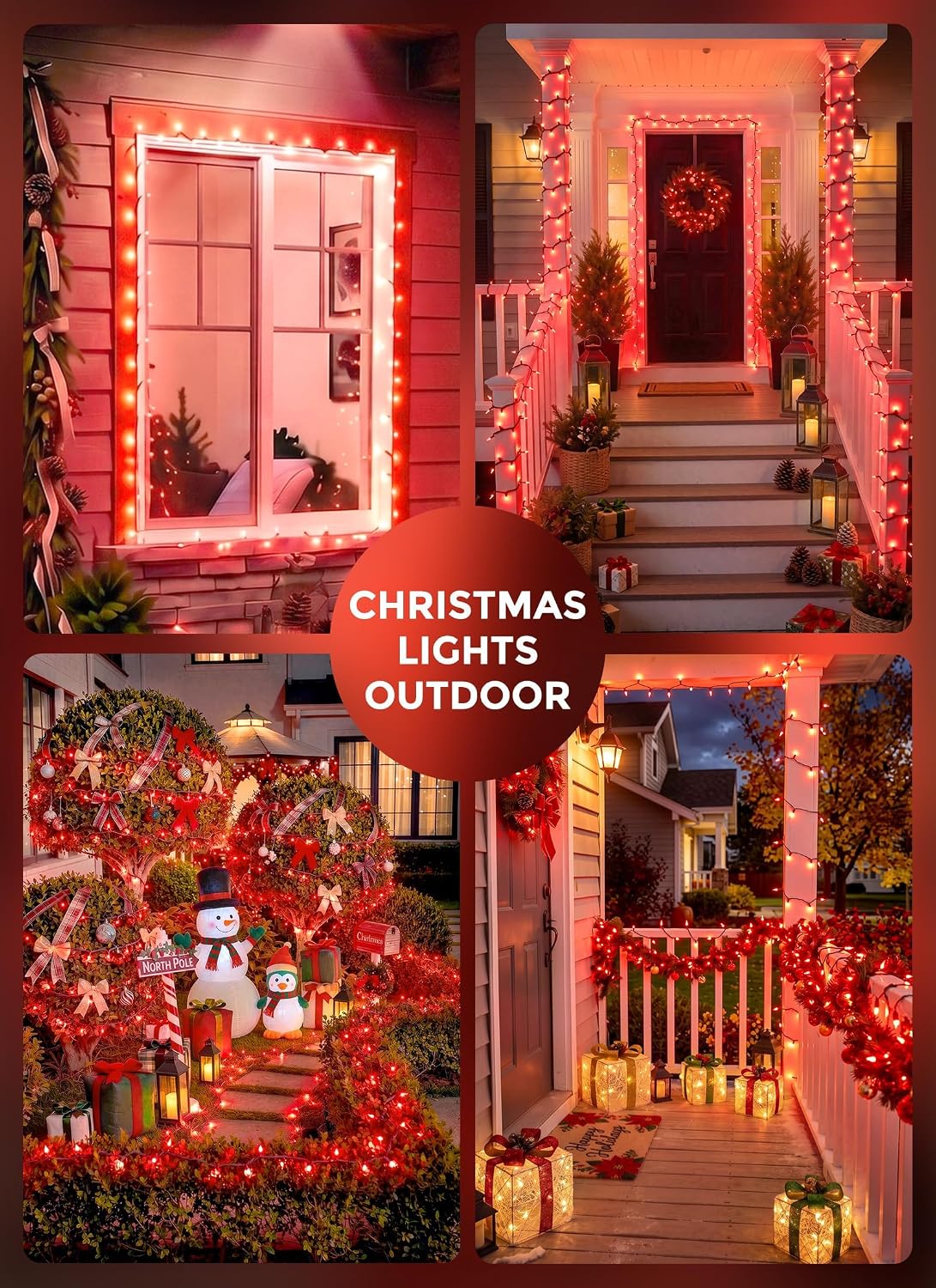 Minetom Red Christmas Lights 100 Count 20 Feet Incandescent Bulb