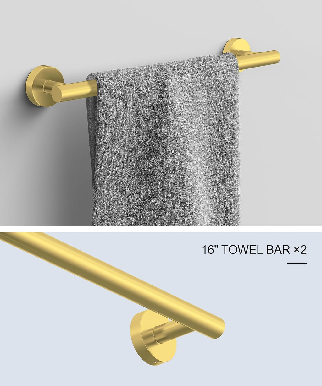 12Pcs Brushed Gold Bathroom Hardware Accessories Set SUS304 Stainless Steel