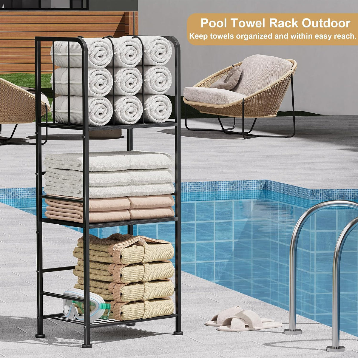 3-Tier Freestanding Towel Racks for Bathroom, Black Towel Rack Stand