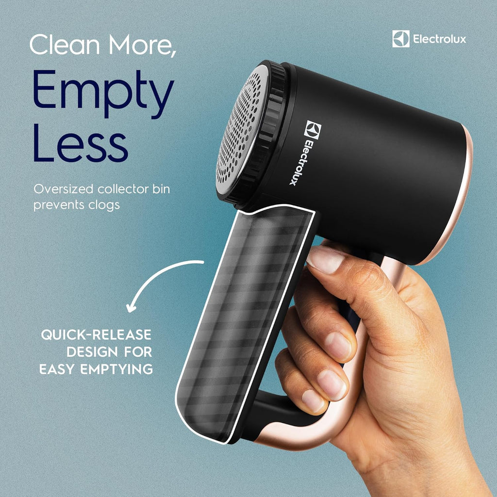 Electrolux Rechargeable Fabric Shaver | 3-Speed Lint Remover for Clothes & Furniture | Eliminates Fuzz & Pilling | Electric Lint Shaver with LED Display & Type-C Fast Charging Port - Black