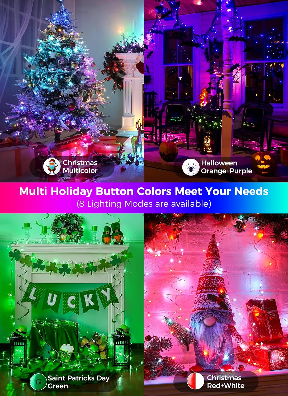 Color Changing Fairy Lights Plug in, 33FT 100 LED String Lights with Remote