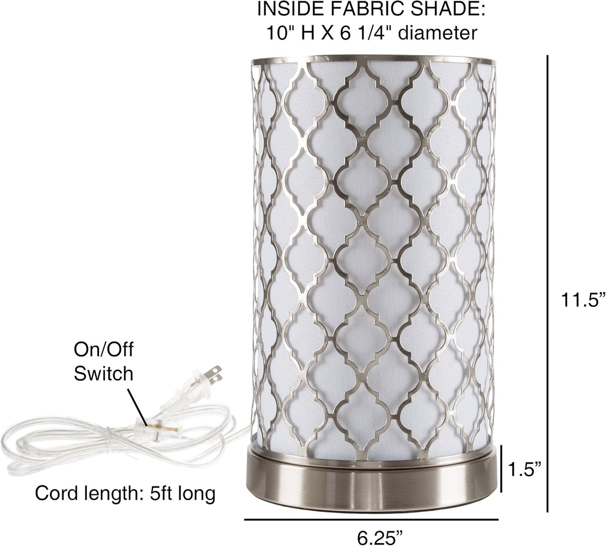 Lavish Home Uplight LED Table Lamp, Brushed Silver, 6.25” x 11.5”