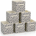 6 Pcs western Cow Cube Storage Bins 12.5 inch with Handle（Navy western）