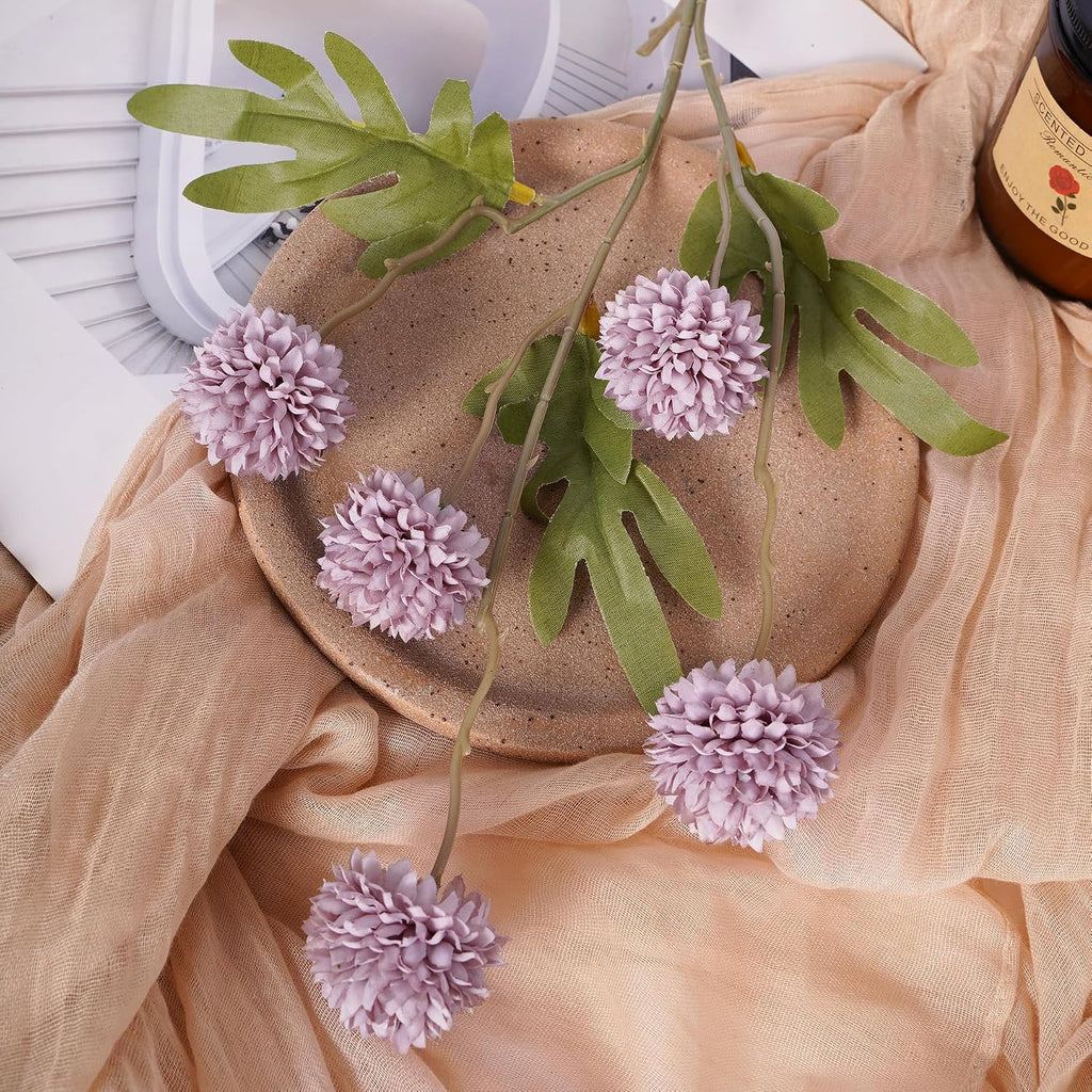 Mixed 10 Pcs Artificial Pompon Mum Set-8 Chrysanthemum & 2 Rose Red Daisy, Purple Silk Faux Flower for Vase Fall Floral Arrangements Wedding Centerpiece DIY Home Indoor Outdoor Decor (No Vase)