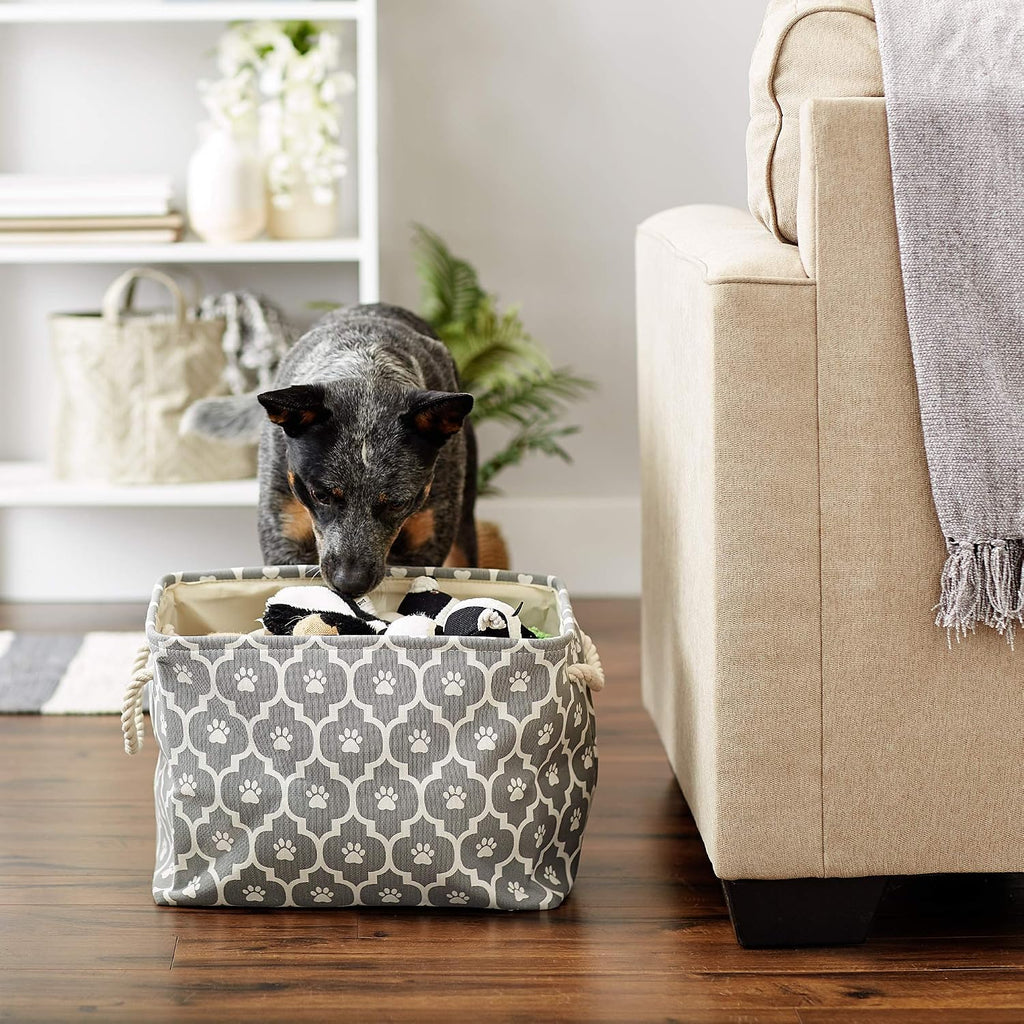Bone Dry Pet Storage Collection Lattice Paw Print, Medium Rectangle, Gray (Pack of 2)