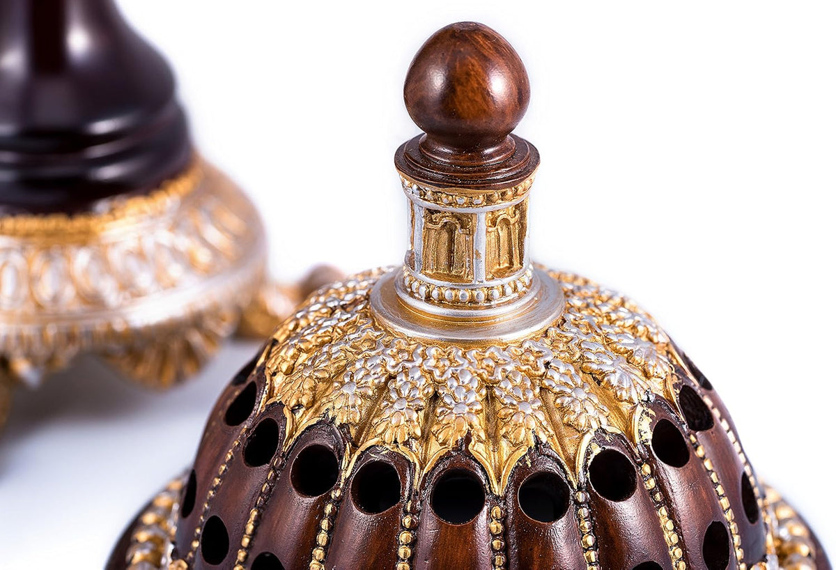 AM Luxury Globe Incense Burner - Bakhoor Cone Holders | Frankincense Charcoal Burner | Mabkhara | for Office & Spiritual Décor (Brown)