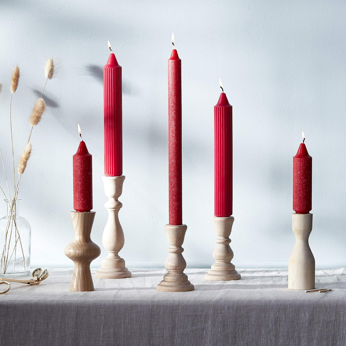 Root Candles 12-Count Unscented Timberline Arista Candles, 12-Inch, Red