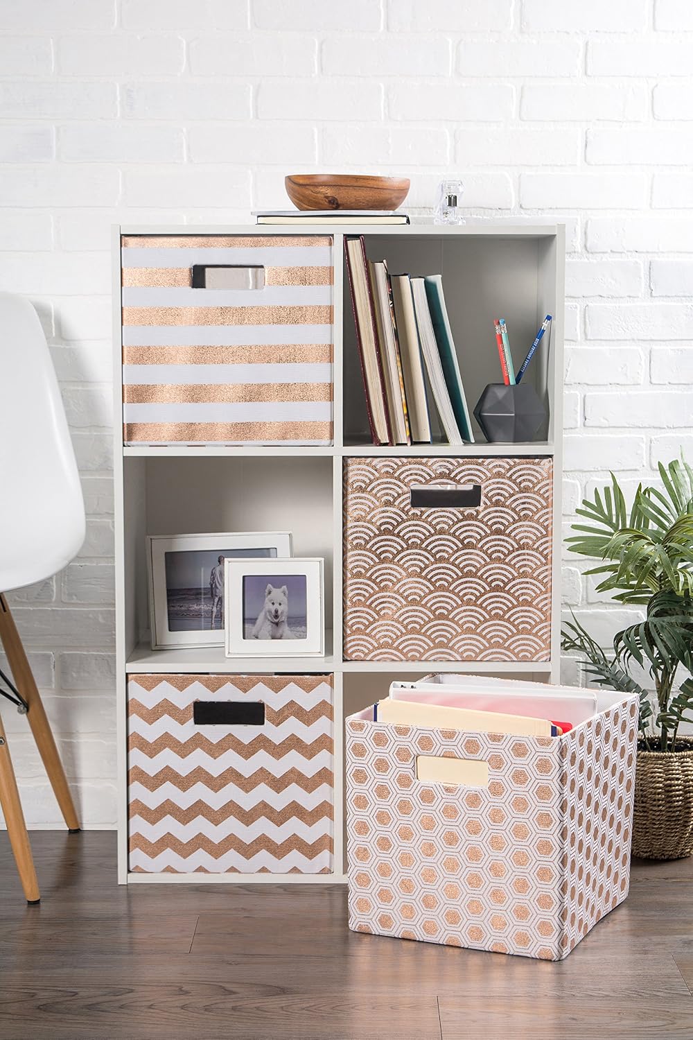 DII Collapsible Polyester Storage Cube, Honeycomb, Copper, Small