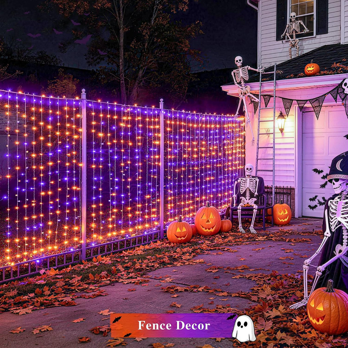 JMEXSUSS 200 LED Halloween Curtain Lights Battery and USB Operated
