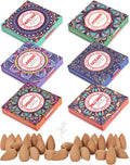 Backflow Incense Cones - 6 Mixed Natural Scents - Sandalwood, Lavender, Jasmine, Ocean, White Sage, Palo Santo, for Purification, Relaxation, Yoga, Meditation