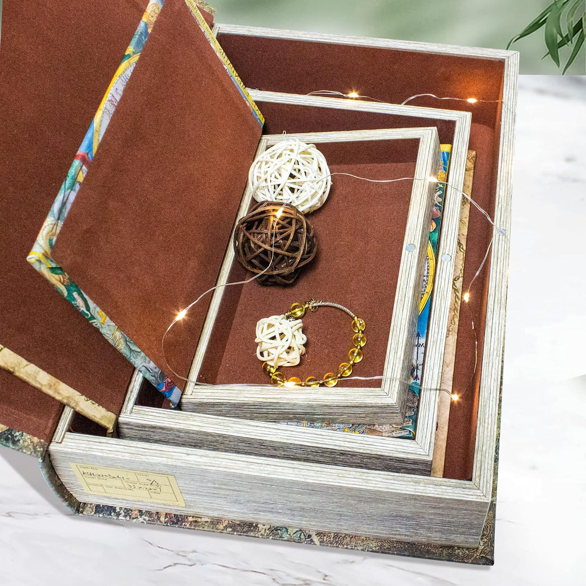 Decorative Book Box Set of 3,Fake Book Trinket Keepsake Storage Box